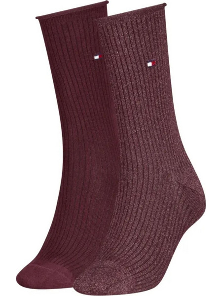 Tommy Hilfiger Γυναικείες Κάλτσες Μπορντό 2Pack 701243423