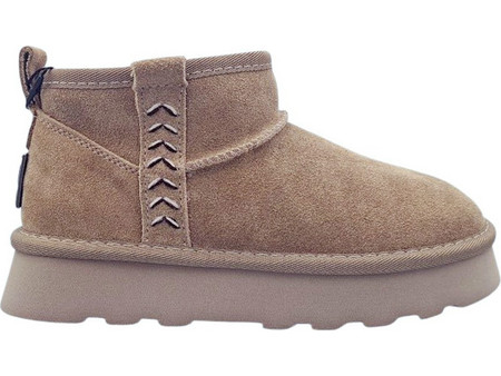 O-Joo Γυναικεία Μποτάκια Suede Μπεζ OL52500A-029