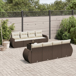 vidaXL Σετ Σαλόνι Κήπου Rattan 9τμχ Καφέ Μπεζ 3221152