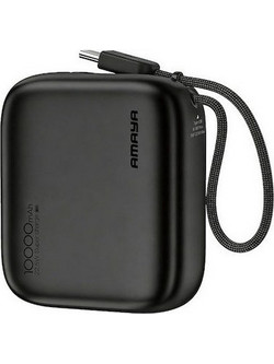 Amaya APB-F135C Power Bank 10000mAh 22.5W με Ενσωματωμένο Καλώδιο USB-C Black