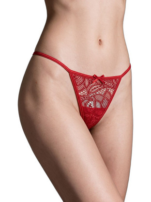 Milena By Paris Γυναικείο Sexy String με Δαντέλα Κόκκινο 60112