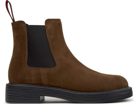 Camper Dean Γυναικεία Μποτάκια Chelsea Suede Καφέ με Χοντρό Χαμηλό Τακούνι K400761-010