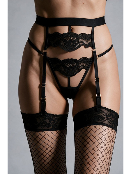 Milena By Paris Ζαρτιέρες με Δαντέλα See Through Μαύρες 5438