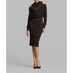 Lynne Midi Βραδινό Φόρεμα Πλεκτό Σοκολατί 0056-0511025-70