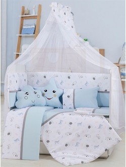 Dimcol Bebe Forest 11 Σετ Κούνιας Light Blue 9τμχ