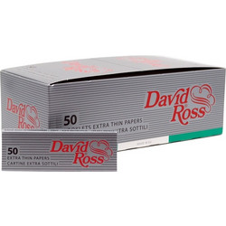 Κουτί με 50 χαρτάκια στριφτού David Ross Extra Thin (silver)