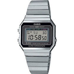 Casio Vintage Ψηφιακό Ανδρικό Ρολόι Χρονογράφος με Ασημί Μεταλλικό Μπρασελέ A700WE-1AEF