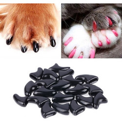 20 PCS Silicone Soft Cat Nail Caps / Cat Paw Claw / Pet Nail Protector/Cat Nail Cover, Size:XS(Black) (OEM)