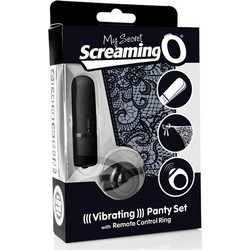 Screaming O Rechargeable Vibrating Panty Set with Ring Δονητής Εσωρούχου για Ζευγάρια με Τηλεχειριστήριο Μαύρος