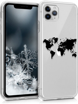 KW Silicone World Map Transparent/Black (iPhone 11 Pro Max)