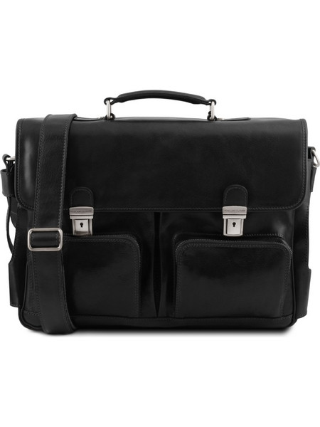 Δερμάτινη Επαγγελματική Τσάντα Ventimiglia Μαύρη Tuscany Leather