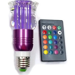 Λάμπα εναλλαγής χρωμάτων Μώβ RGB LED BULB 16 COLORS E27 με χειριστήριο 7W LED