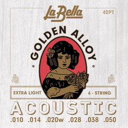 La Bella 40PT Golden Alloy Σετ 6 Χορδές Ακουστικής Κιθάρας 80/20 Bronze 10-50" Extra Light Tension