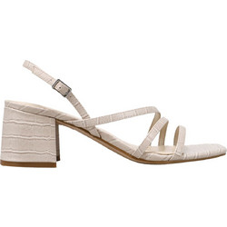 Nine West MAEVE3 Γυναικεία Πέδιλα Δερμάτινα Nude με Χοντρό Χαμηλό Τακούνι