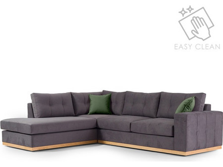 Pakoworld Boston Γωνιακός Καναπές Δεξιά Γωνία Γκρι 280x225x90cm 168-000004