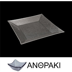 Πιάτο τετράγωνο από χυτό γυαλί 4mm 25x25cm ανθρακί ΣΕΤ 12 ΤΕΜΑΧΙΩΝ c373484