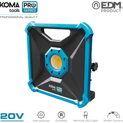 Προβολέας Led μπαταρίας 20W 20V Ιόντων-Λιθίου KOMA TOOLS PRO 08755 EDM Spain Χωρίς Μπαταρία & Φορτιστή