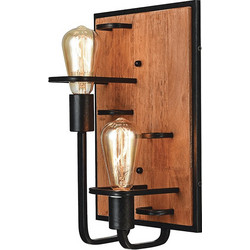 Απλίκα Τοίχου Aca Tesla EG842W36B Black/Wood