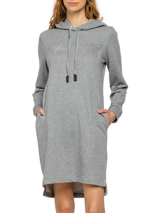 DKNY Dripping Logo Mini Καθημερινό Φόρεμα Γκρι E0KMFHLF-V5L