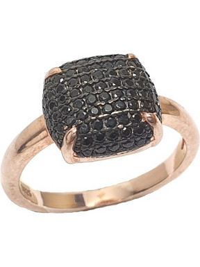 Δαχτυλίδι Ασημένιο 925 Ροζέτα τετράγωνη Rosegold