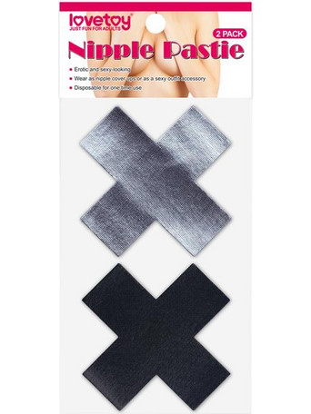 LOVETOY PACK NIPPLE COVERS CROSS BLACK AND GREY