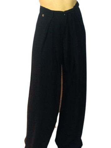 Manila Grace Ψηλόμεσο Υφασμάτινο Γυναικείο Παντελόνι Loose Εφαρμογή Μαύρο I8SP506VU-MD612