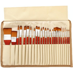 24 PCS/Set Canvas Bag Nylon Wool Gouache Brush Set(Red Pole) (OEM)