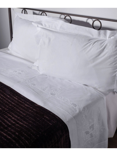 Σεντόνι Σετ Χειροποίητο 3 Τεμ. 225x270 Silk Fashion 4480 Λευκο