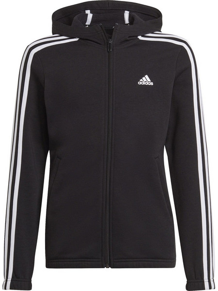 Adidas Παιδική Ζακέτα Fleece με Κουκούλα και Φερμουάρ Μαύρη Λευκή GS2195