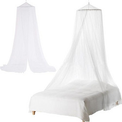 Κουνουπιέρα για Μονό Κρεβάτι με Στεφάνι και Γάντζο σε Λευκό χρώμα, 60x220x360 cm - Aria Trade