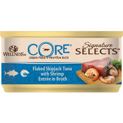 Wellness Core Adult Grain Free Signature Selects with Tuna & Shrimps in Broth 24x79gr