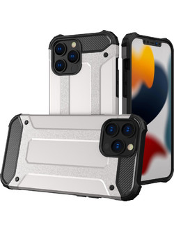 Hybrid Armor Case Tough Rugged Cover for iPhone 13 Pro silver