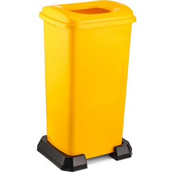Κάδος Ανακύκλωσης 70lt με Πλαστική Βάση 43x34x71cm με Άνοιγμα 23.7x18.7cm στο Καπάκι Πλαστικός 2.64kg Κίτρινο