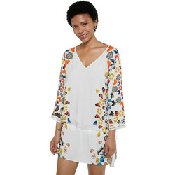 Desigual Mini Καλοκαιρινό Καθημερινό Φόρεμα Λευκό 21SWMW21-1000