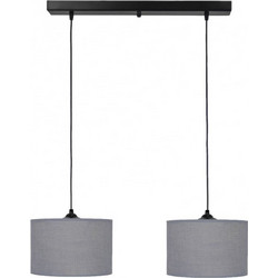 Heronia Lighting ΗΚ-04 Κρεμαστό Φωτιστικό Οροφής Ράγα Δίφωτο E27 Γκρι Φ20cm 14-0167
