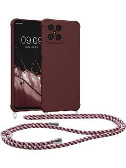 KWmobile Matte Θήκη Σιλικόνης με Λουράκι Λαιμού Honor X8 4G - Bordeaux Violet (59331.187)