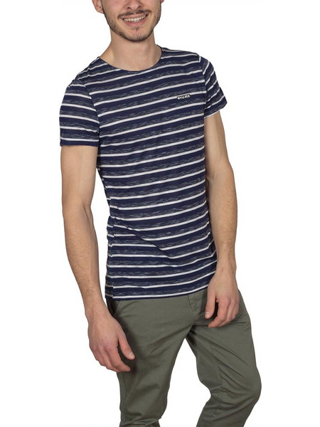 Ryujee ανδρικό ριγέ T-shirt μπλε μελανζέ ry-tyler-bl