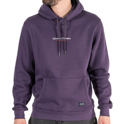 Double Ανδρικό Φούτερ Fleece με Κουκούλα & Τσέπες Μωβ MTOP-80