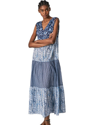 Pepe Jeans Marielle Midi Καλοκαιρινό Καθημερινό Φόρεμα Μπλε PL953035-0AA