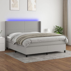 vidaXL Κρεβάτι Boxspring Υφασμάτινο με Στρώμα & LED Αν.Γκρι 180x200cm 3138173