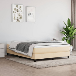 vidaXL Κρεβάτι Boxspring Υφασμάτινο - Κρεμ με Στρώμα 100x200cm 160x200cm 3144090