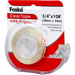 Σελοτέιπ διάφανο 18mm Foska Clear Tape 33 μ. με βάση