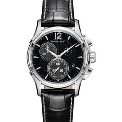 Hamilton Jazzmaster Ανδρικό Ρολόι Χρονογράφος με Μαύρο Δερμάτινο Λουράκι H32612731
