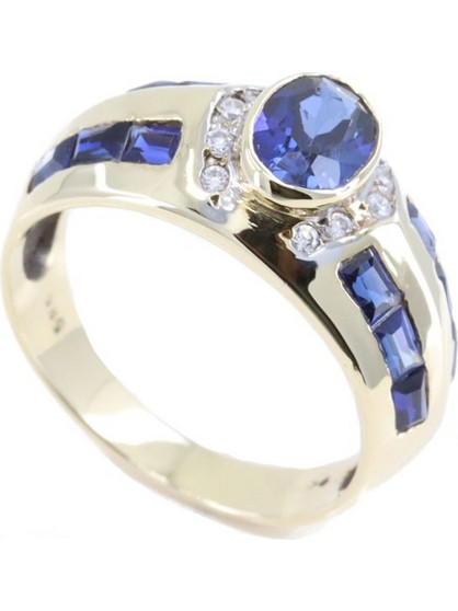 Δαχτυλίδι 14 Κ με μπλε και λευκά zircon, 1448
