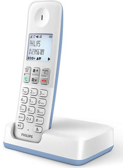 Philips D2501S-34 Ασύρματο Τηλέφωνο με Ανοιχτή Ακρόαση Μπλε Λευκό