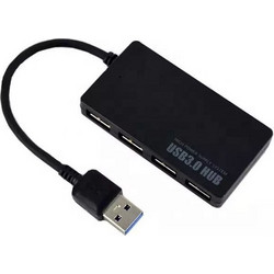 USB A 3.0 Hub Adaptor 4 X USB Port Black Αντάπτορας Σύνδεσης Τεσσάρων Θέσεων Μαύρος