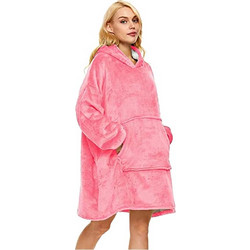 Hoodie Φούτερ βελουτέ με εσωτερική επένδυση, κουκούλα και τσέπες, σε Σκούρο Ροζ χρώμα, 87x74x13 cm, Oversized - Aria Trade