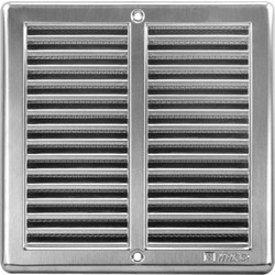 Περσίδα εξαερισμού ανοξείδωτη NVM 255x255mm με πλαίσιο και πλέγμα 250x250 - 101-0708