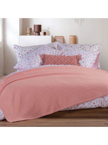Κουβέρτα Πικέ Μονή (160x240) Nef-Nef Homeware Cool Salmon