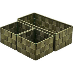 Καλάθι Οργάνωσης Olive Green 26x13x9cm Σετ 3 Τεμαχίων - ECO CASA